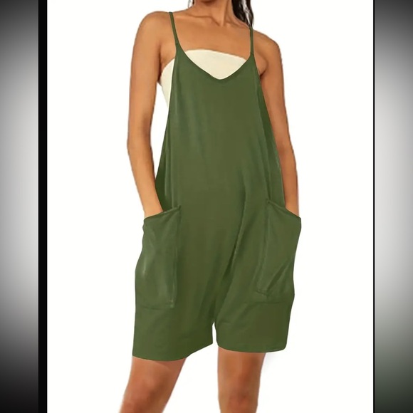 Pants - ARMY GREEN Cami Shorts Romper